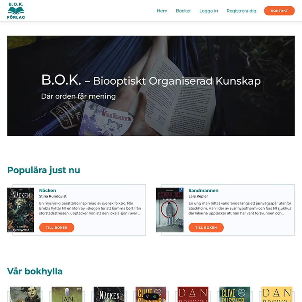 Screenshot of Book APP start page
