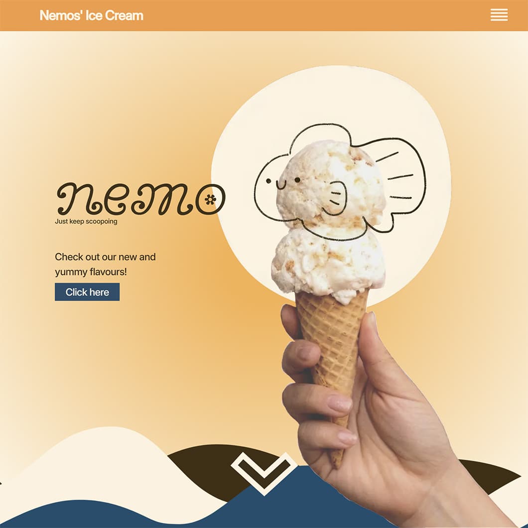 Screenshot of Nemo's Ice Cream start page