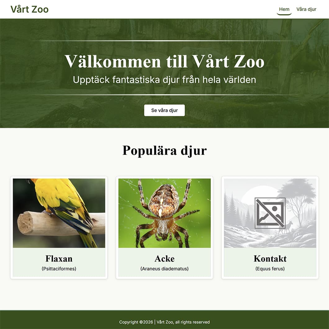 Screenshot of The Zoo start page